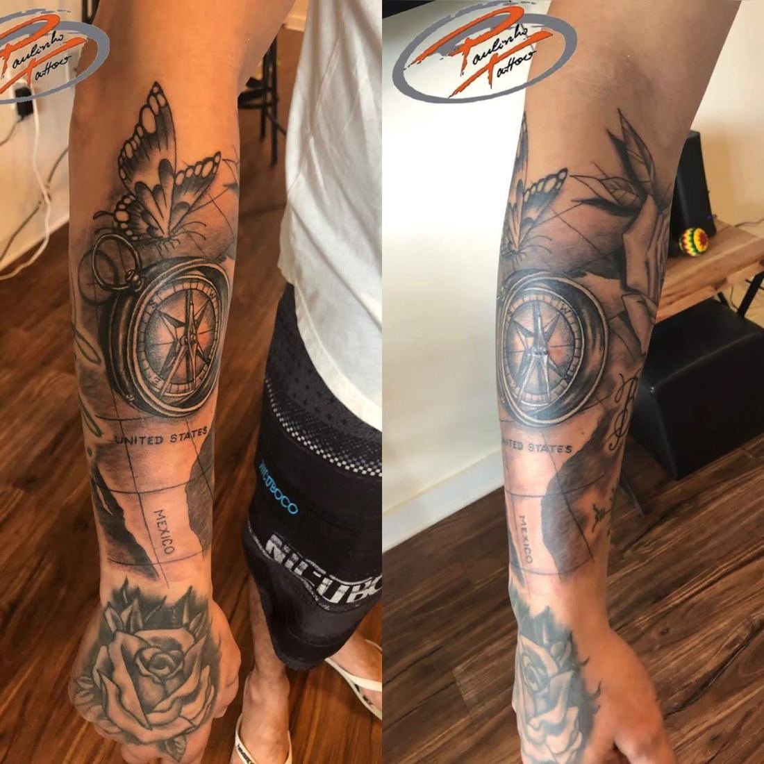 Tatuagem blackwork de mandala no braço