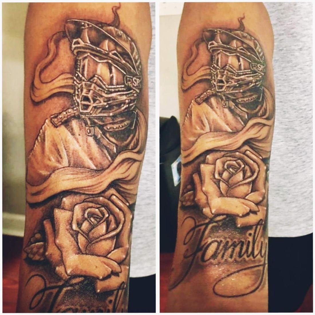 Tatuagem old school de rosas e caveira