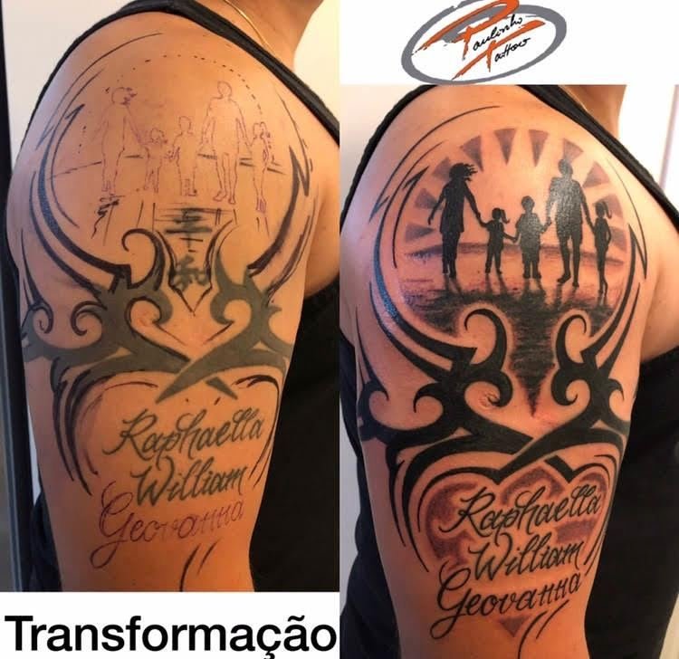 Tatuagem tribal dupla no braço